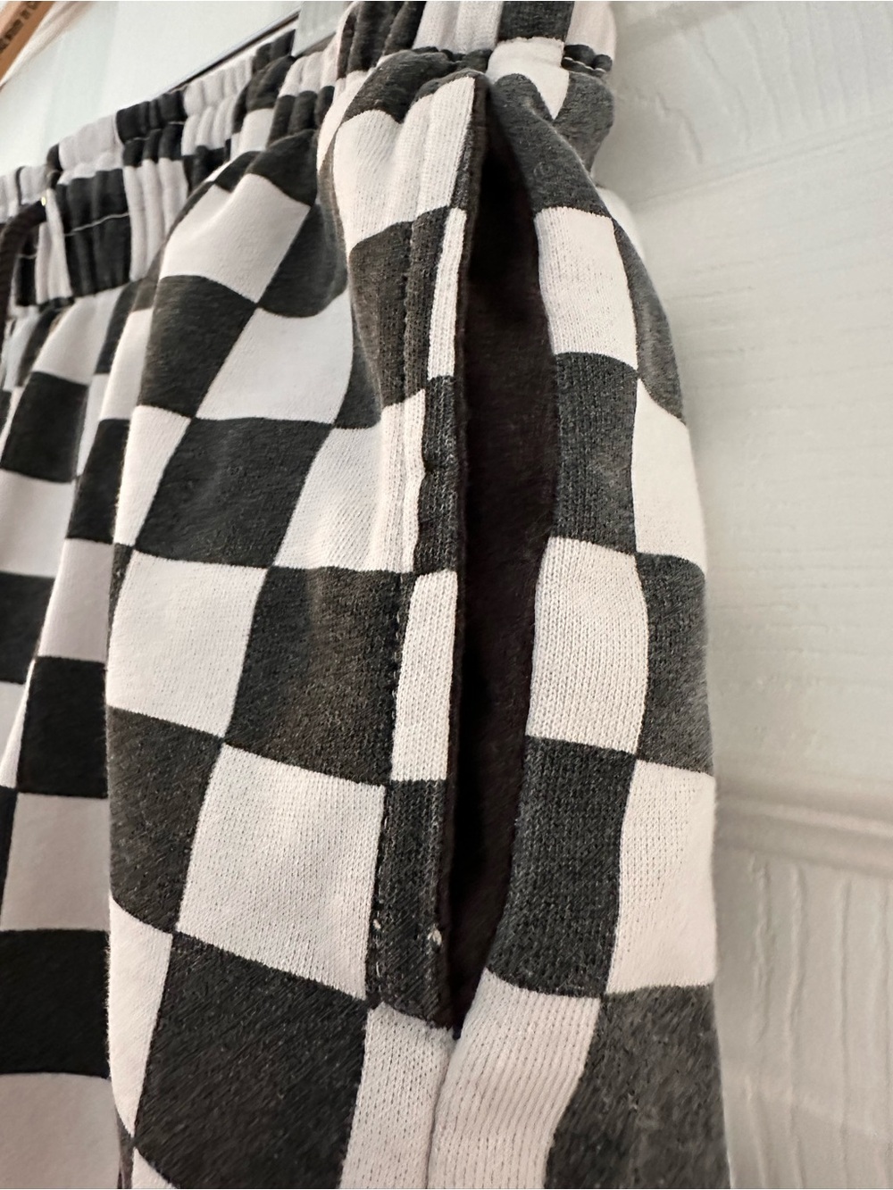 Urban Outfitters Black & White Checkered Drawstring Athletic Shorts - Picture 3 of 8